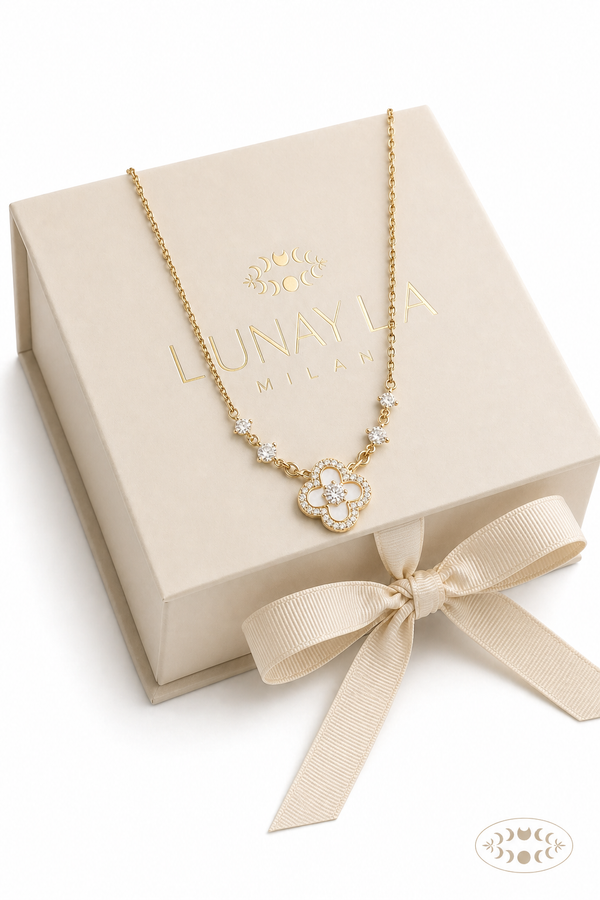 Collier trèfle pavé nacre doré Lunayla – photo 4