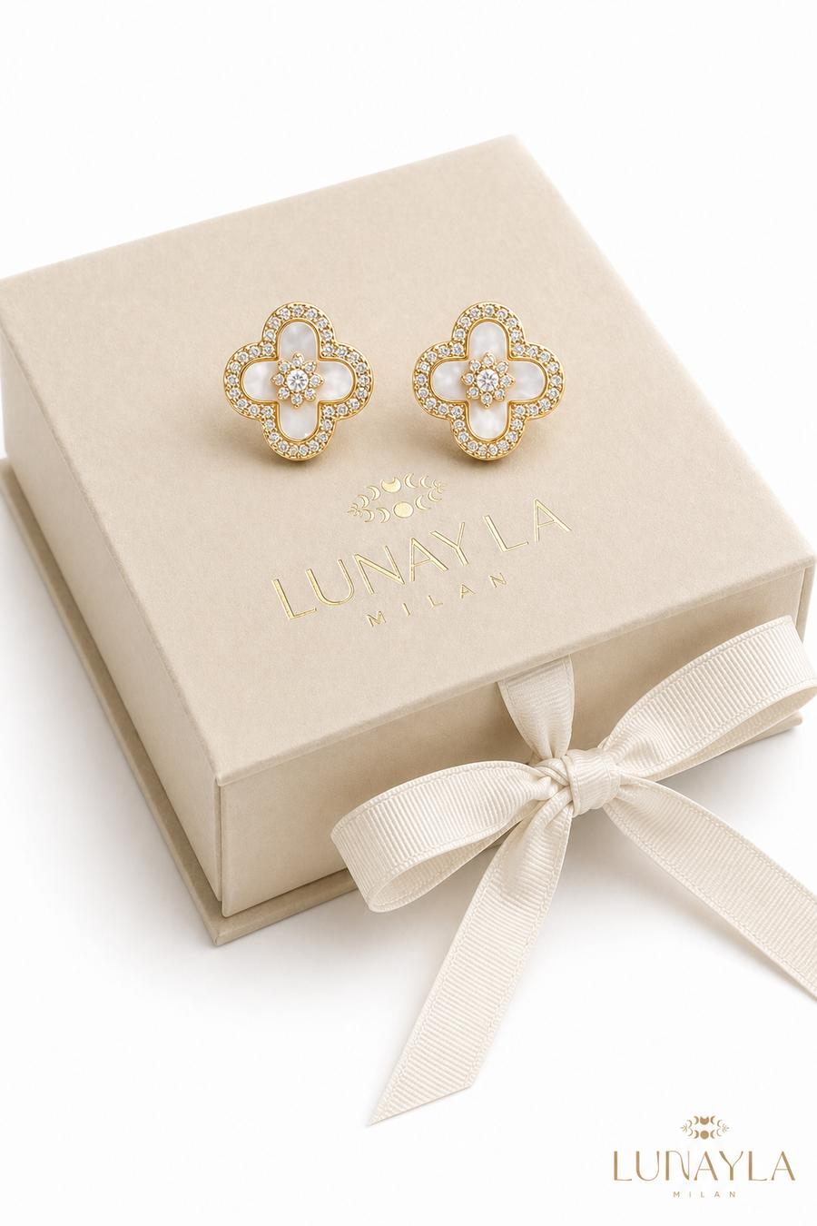 Boucles d'oreilles trèfle nacre dorées Lunayla – photo 4