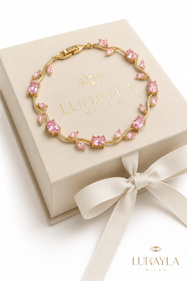 Bracelet vigne pierres roses doré Lunayla – photo 4
