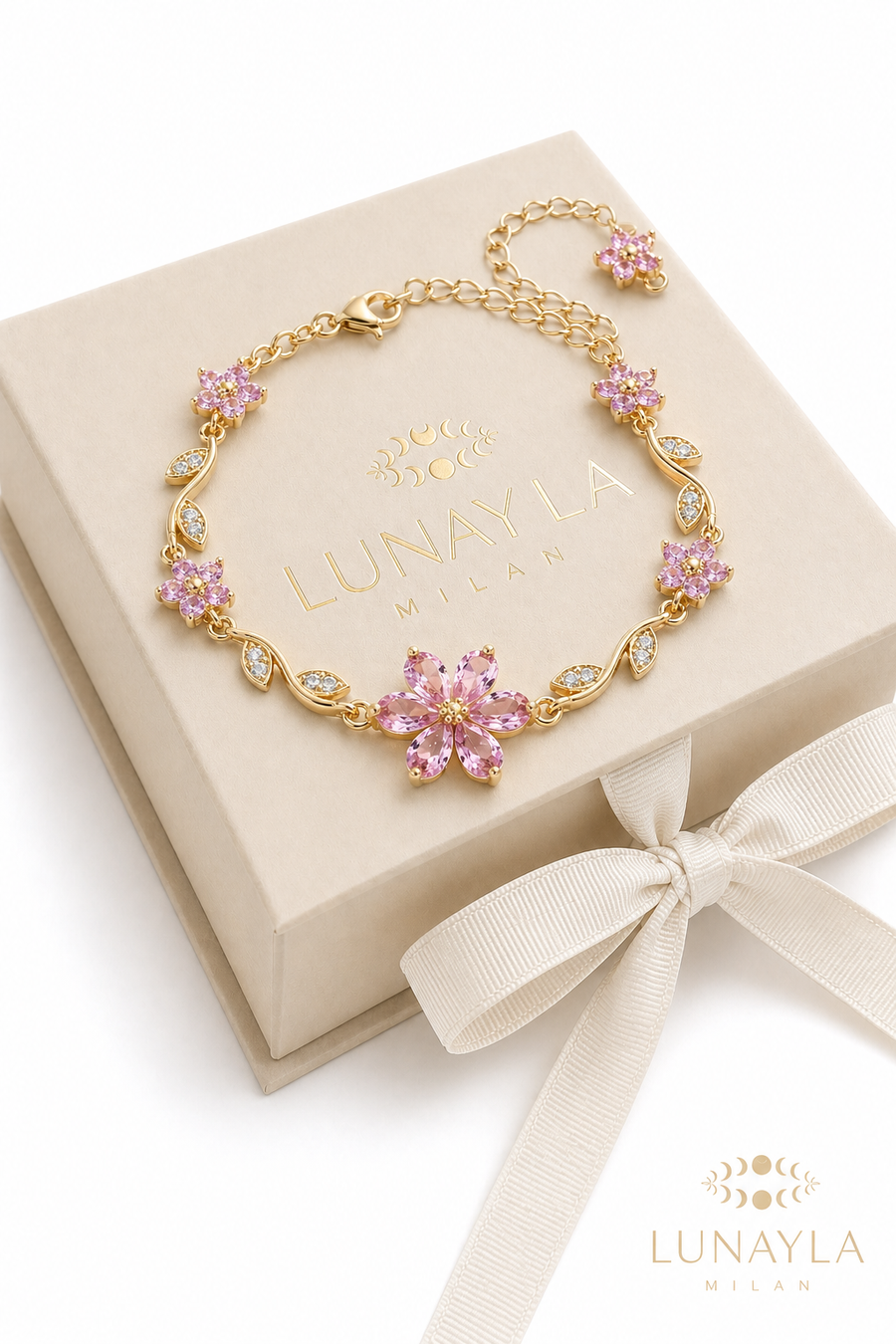 Bracelet fleurs de cerisier rose doré Lunayla – photo 4