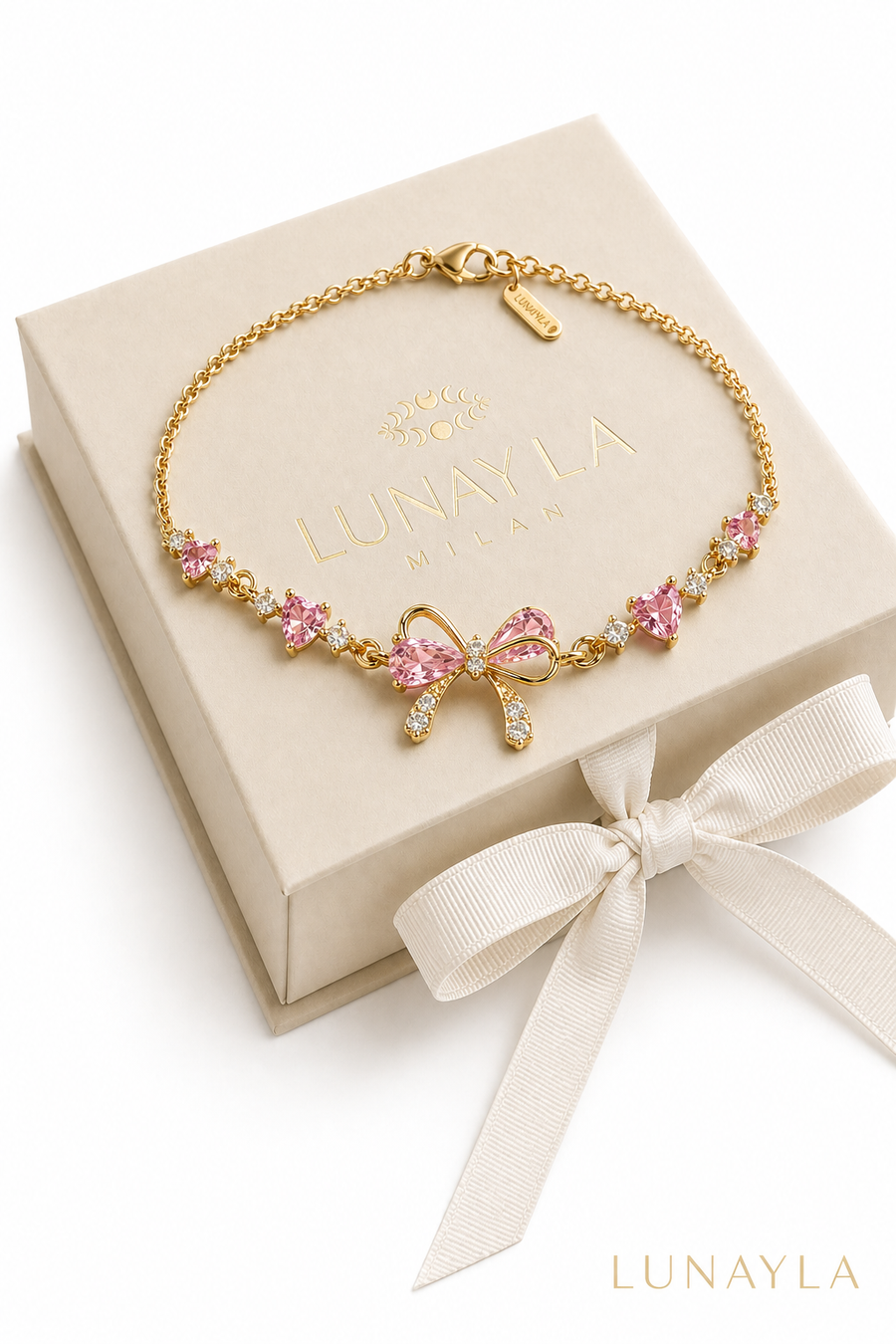 Bracelet nœud rose doré Lunayla – photo 4