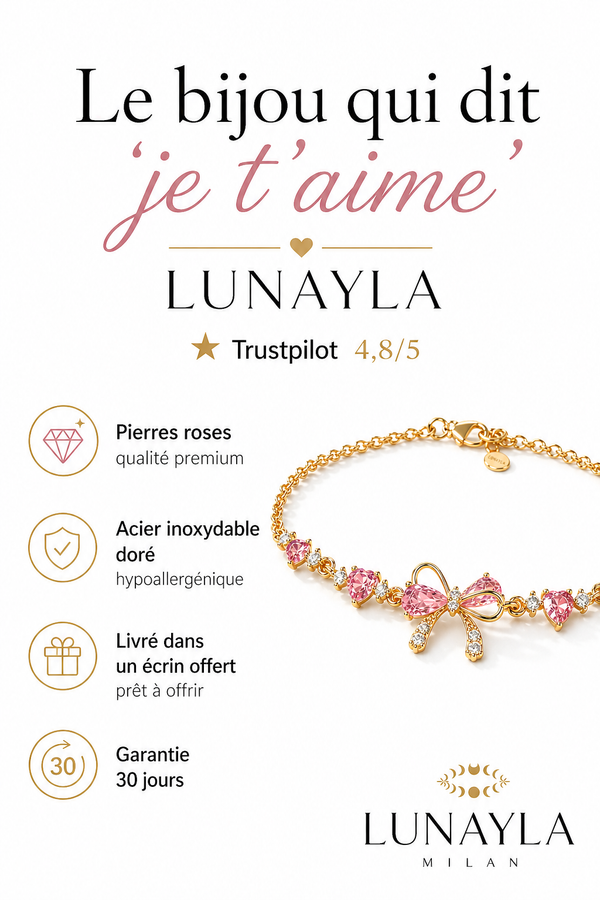 Bracelet nœud rose doré Lunayla – photo 3