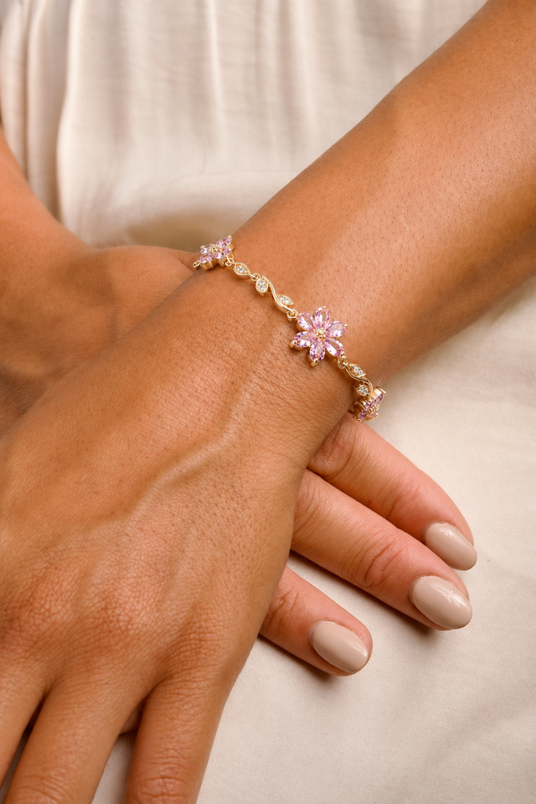 Bracelet fleurs de cerisier rose doré Lunayla – photo 1