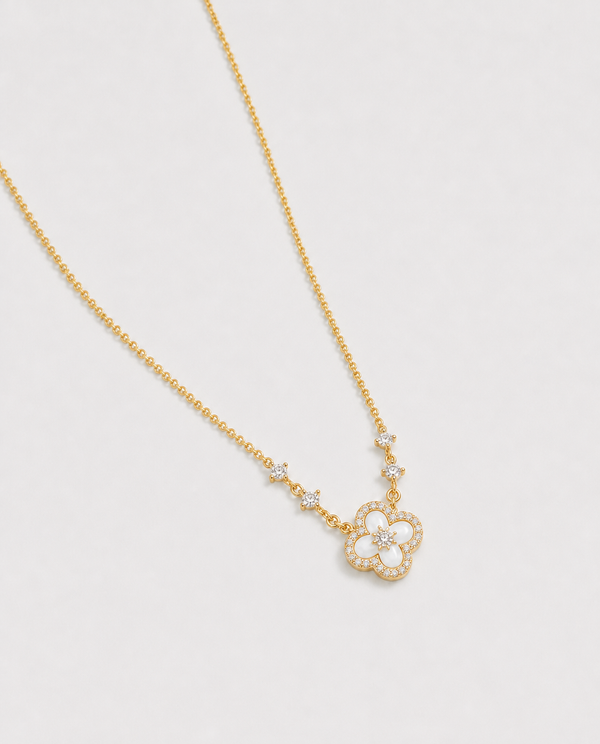 Collier Trèfle Pavé Nacre