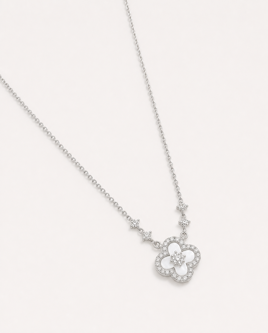 Collier Trèfle Pavé Nacre