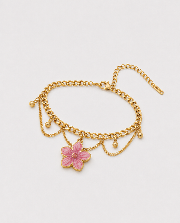 Roségold-Kirschblüten-Fußkettchen